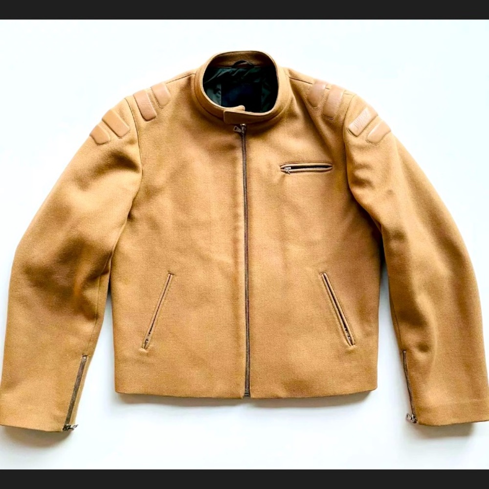 NEW PRADA Motorcycle Leather wool jacket small